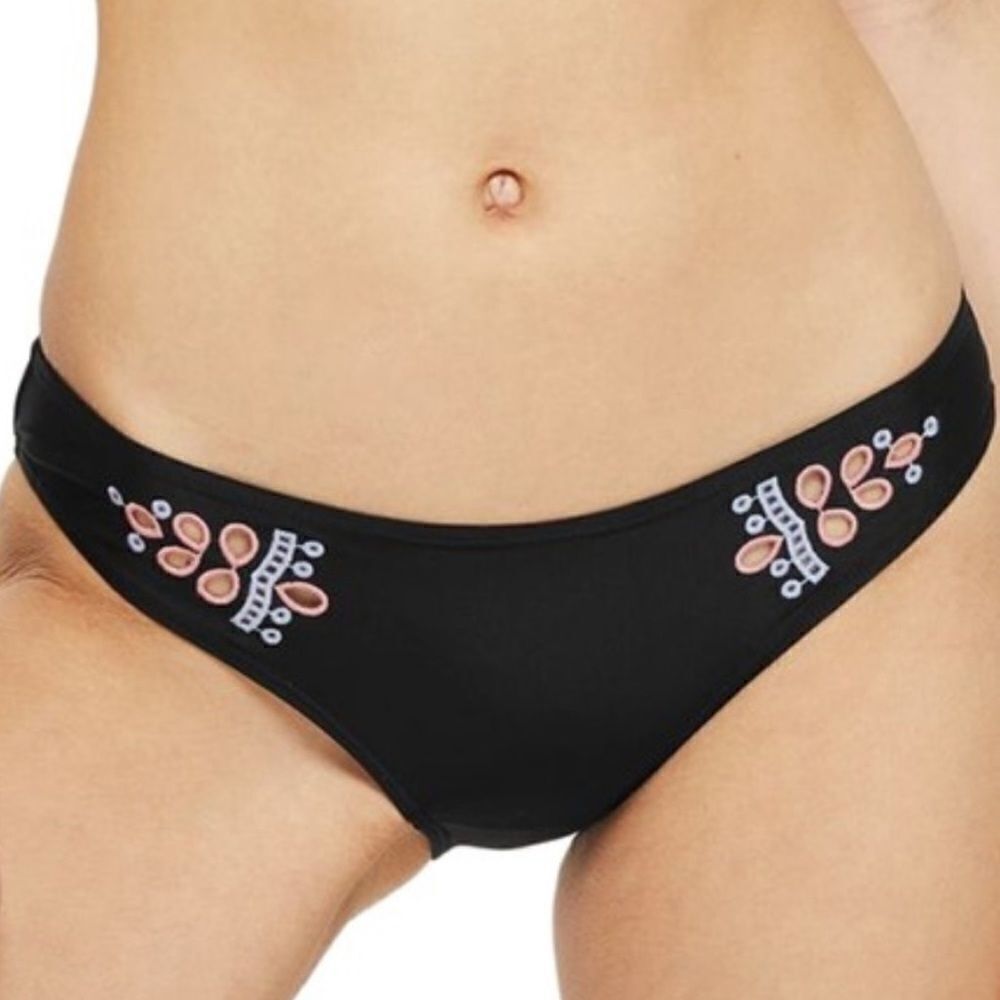 Top Shop cut out embroidered bikini bottoms
